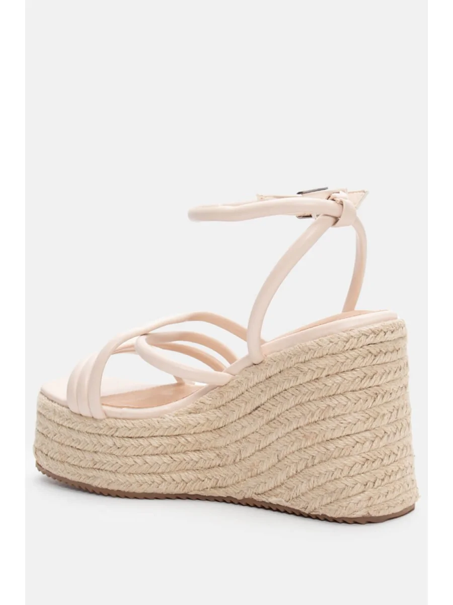 Sandalias con Tiras y Pulsera Masone Beige