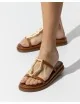 Sandalias con Detalle Dorado Pergusa Camel