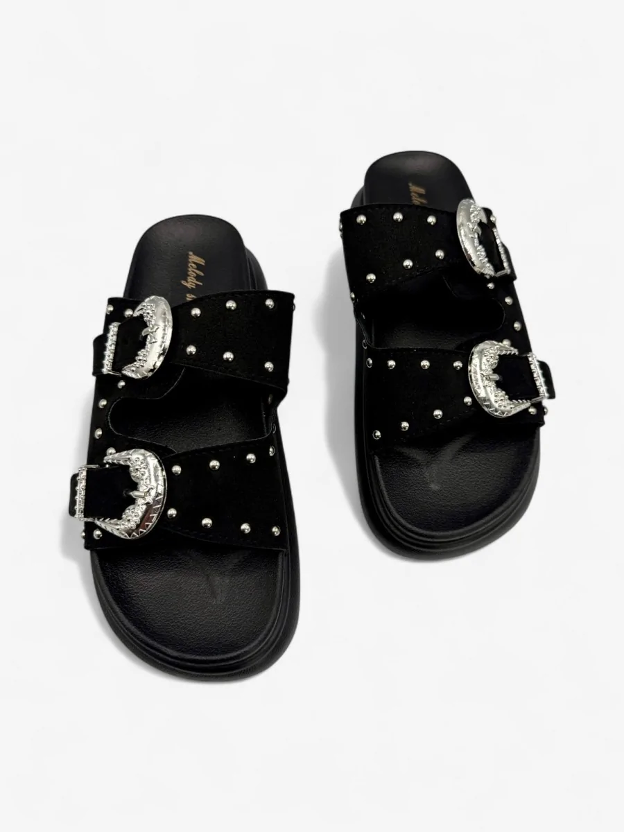 Sandalias con Plataforma y Detalle de Hebilla plateada Tirli Noir