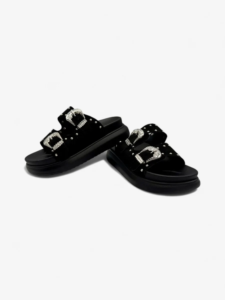 Sandalias con Plataforma y Detalle de Hebilla plateada Tirli Noir