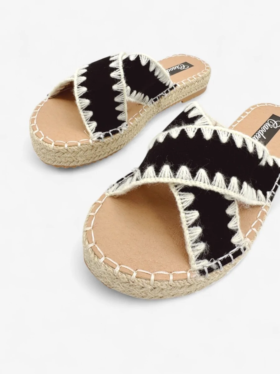 Sandalias con Plataforma de Esparto Caselli Noir