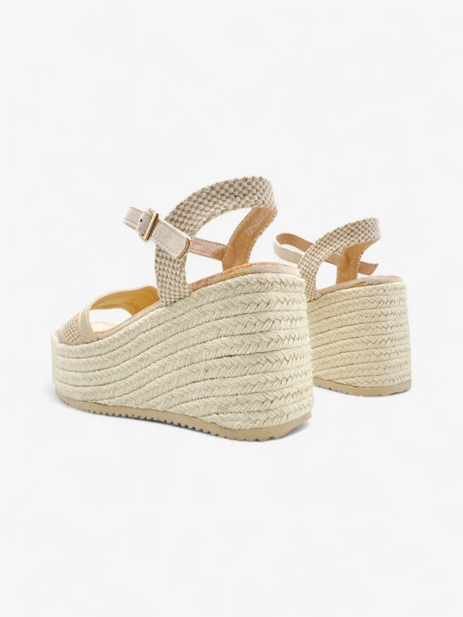 Sandalias con Cuña y Plataform de Esparto Aranova Beige