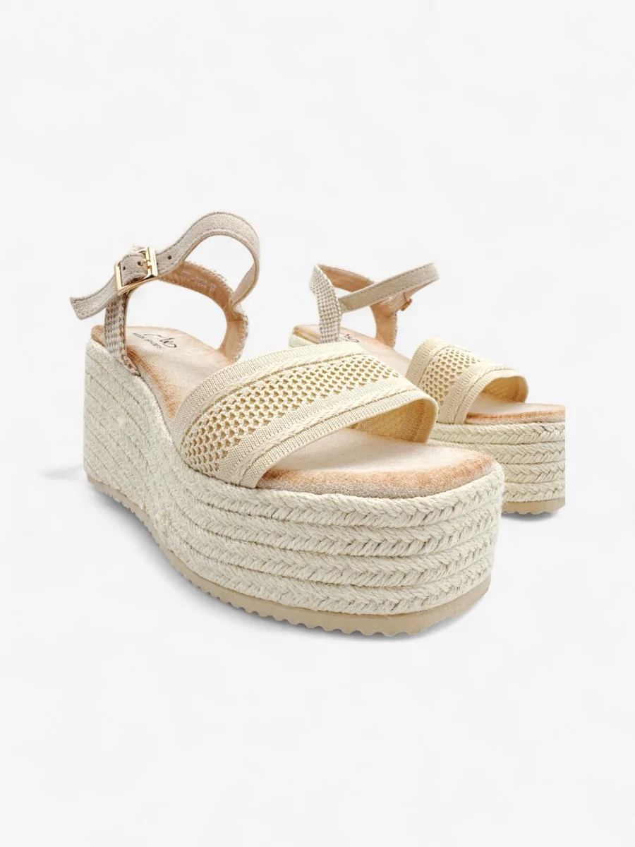 Sandalias con Cuña y Plataform de Esparto Aranova Beige