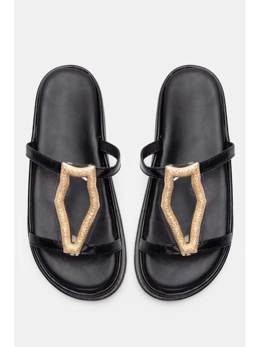 Sandalias con Detalle Dorado Pergusa Noir