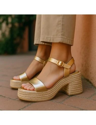 Sandalias con Tacón Grueso...