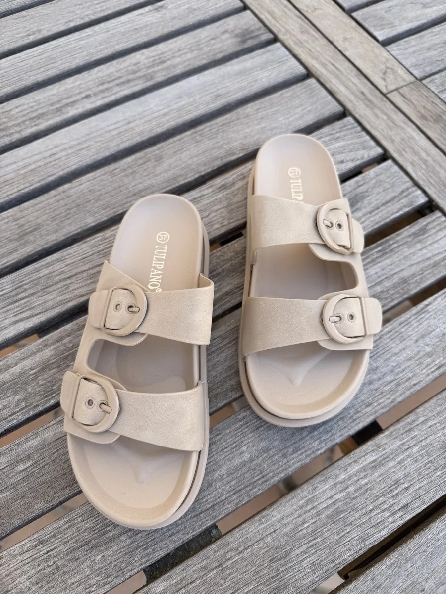 Sandalias con Hebillas Cesale Beige