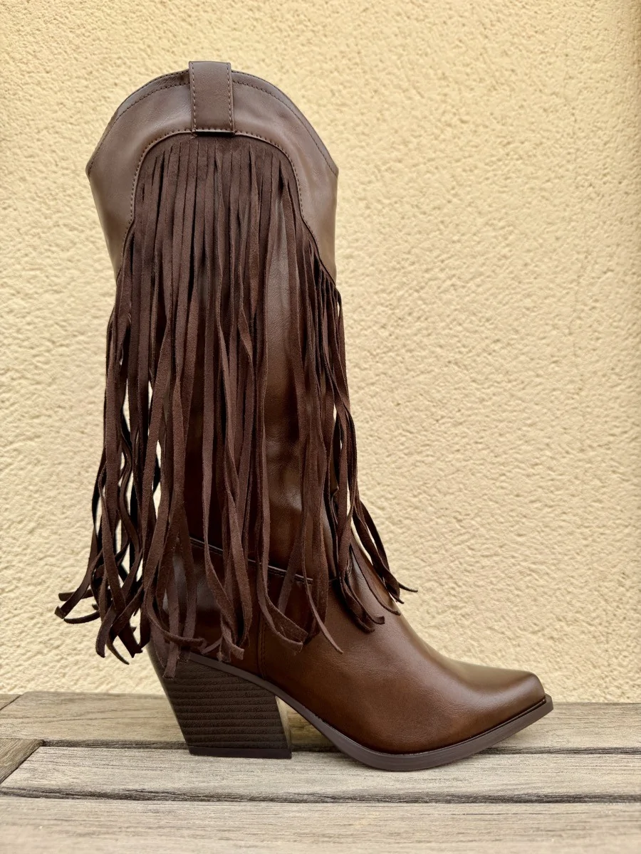 Botas Cowboy con Flecos Cisano Brown