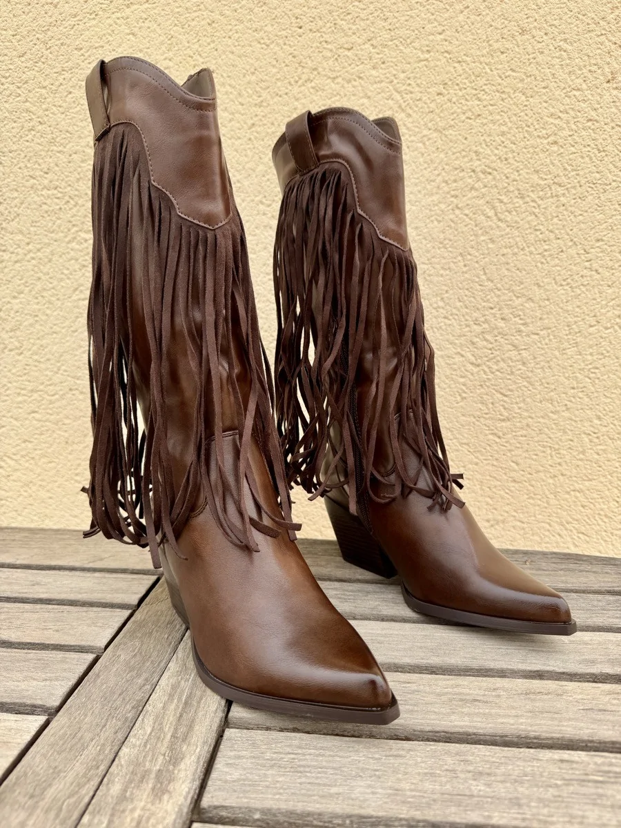 Botas Cowboy con Flecos Cisano Brown