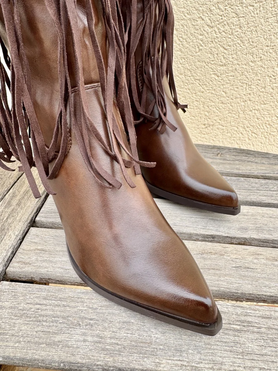 Botas Cowboy con Flecos Cisano Brown