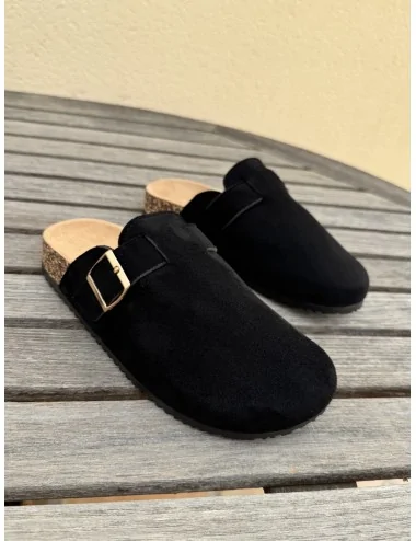 Zuecos con Hebilla dorada abazia Noir