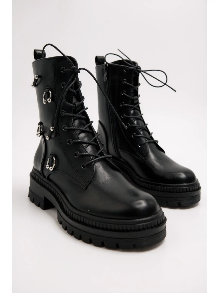 Botas Bikers con aplicaciones Plateadas Alseno Noir
