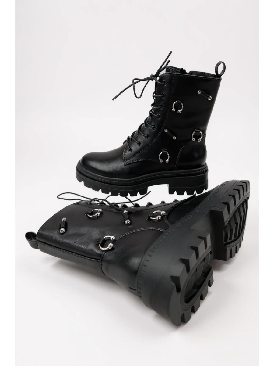 Botas Bikers con aplicaciones Plateadas Alseno Noir