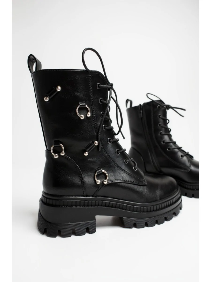 Botas Bikers con aplicaciones Plateadas Alseno Noir