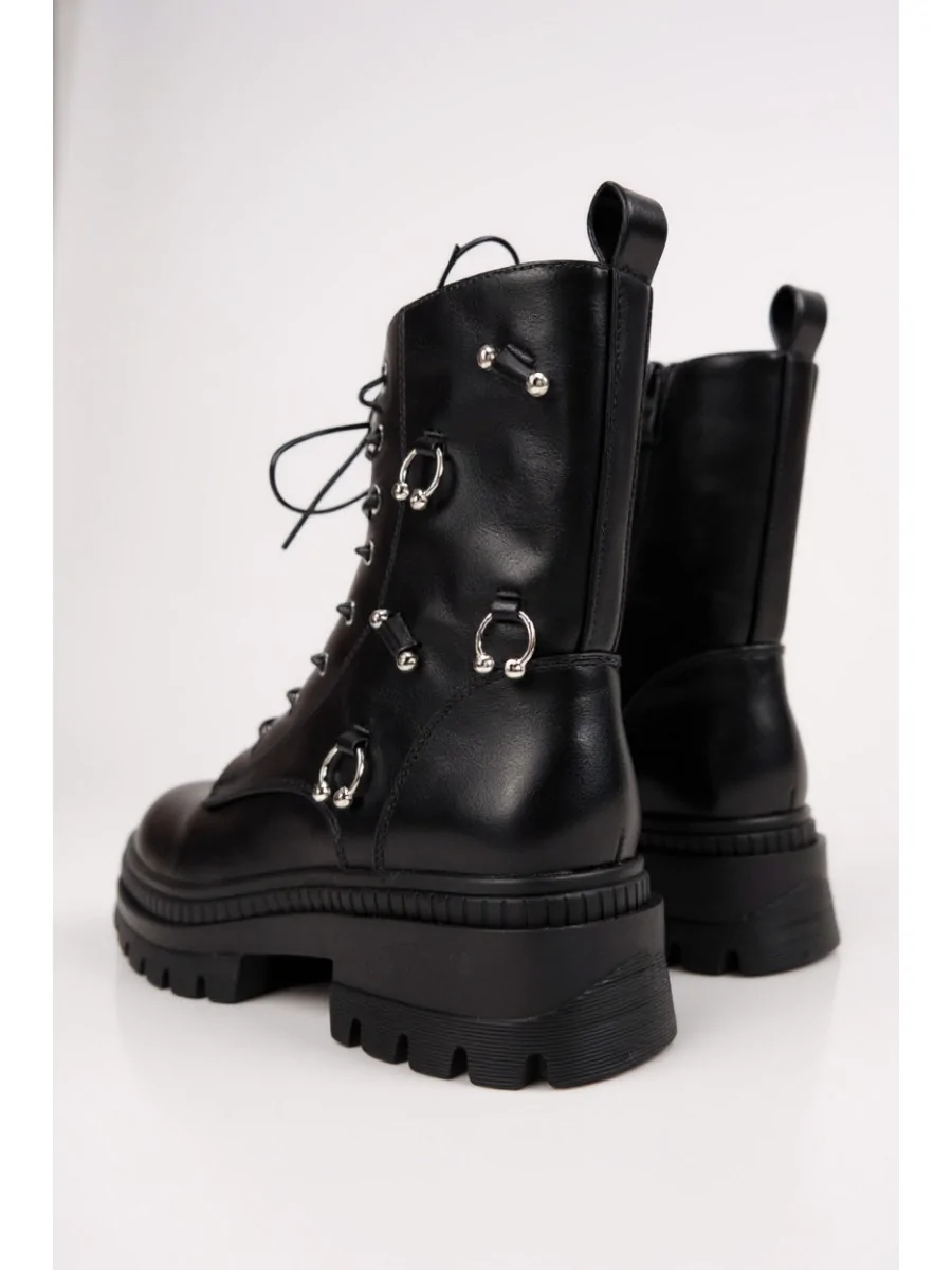 Botas Bikers con aplicaciones Plateadas Alseno Noir