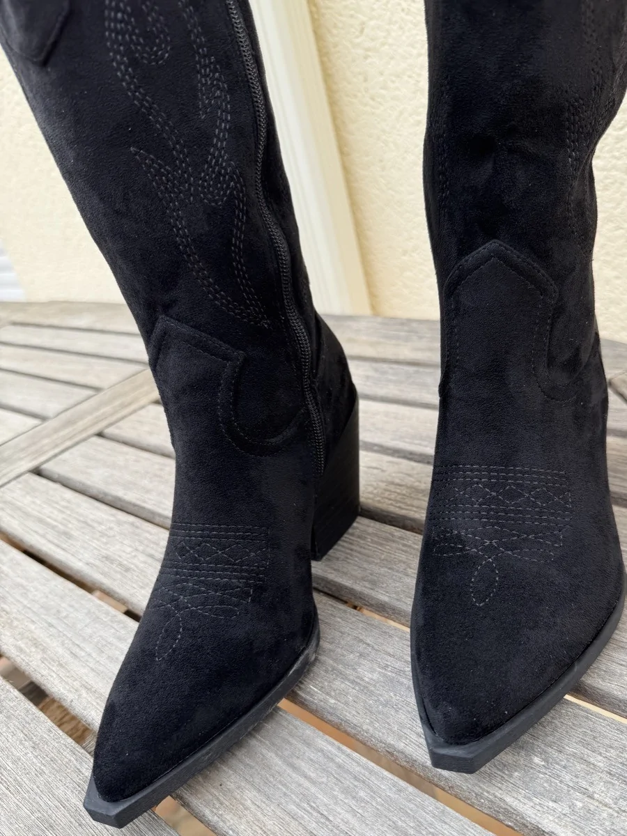 Bota Cowboy con tacón cubano Porto Noir