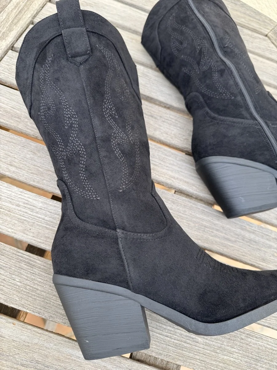 Bota Cowboy con tacón cubano Porto Noir