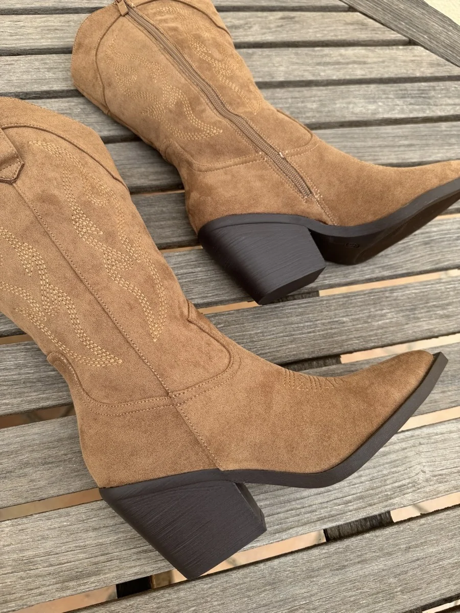 Bota Cowboy con tacón cubano Porto Camel