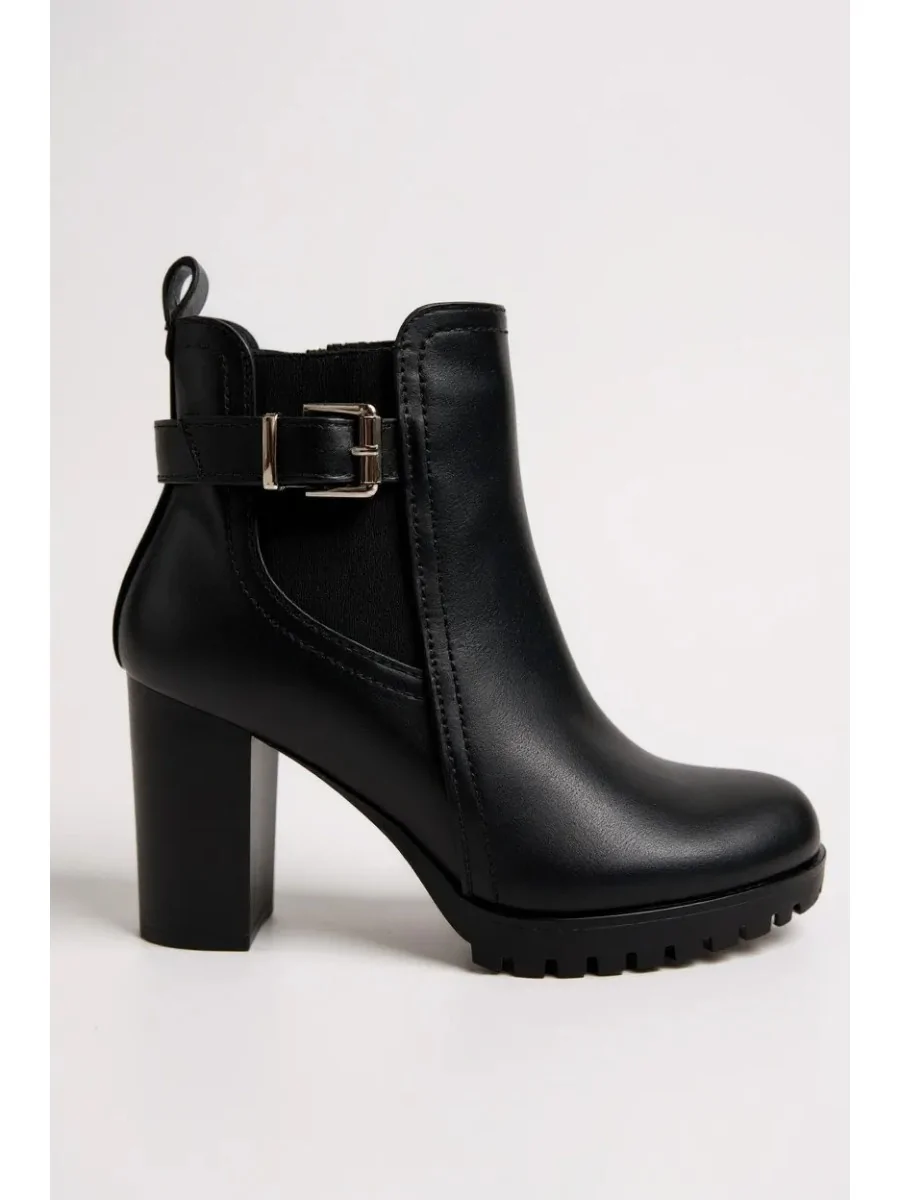 Botines de Tacon con Hebilla Prevalle Noir
