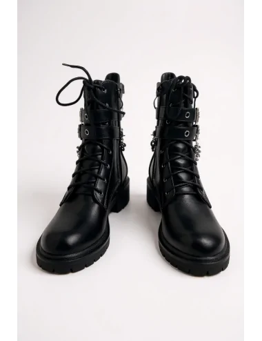 Botas Bikers con Doble Hebilla y Cadenas Canove Noir