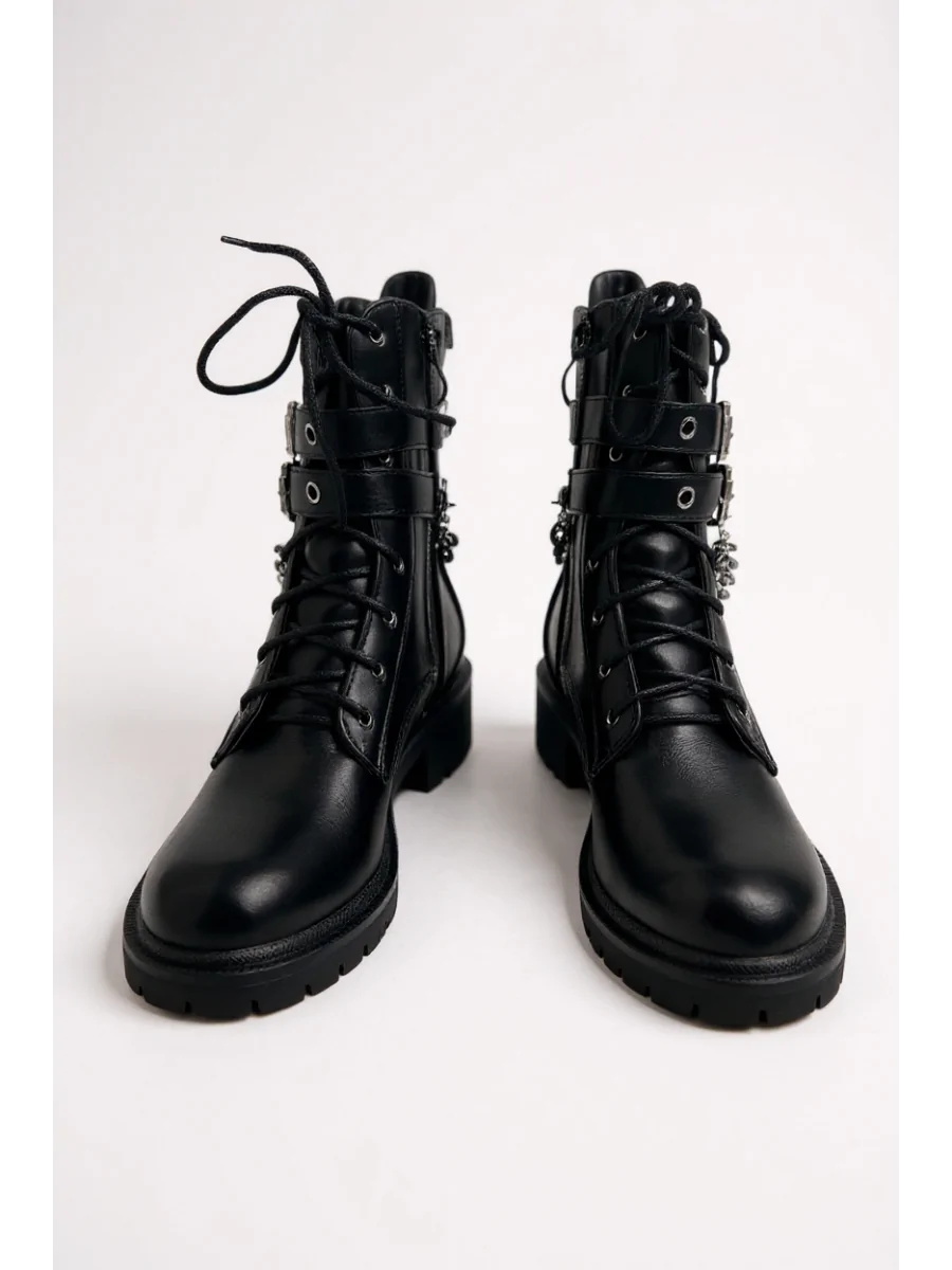 Botas Bikers con Doble Hebilla y Cadenas Canove Noir