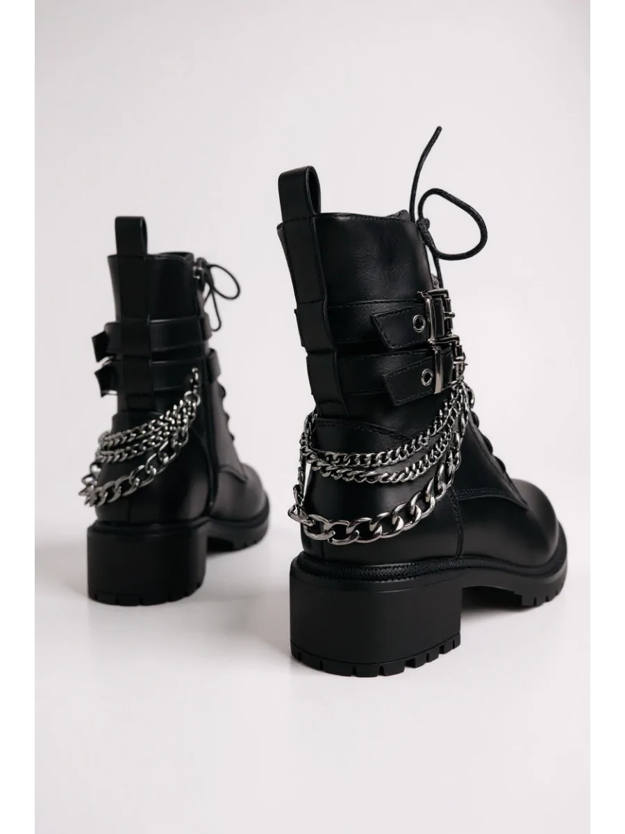 Botas Bikers con Doble Hebilla y Cadenas Canove Noir