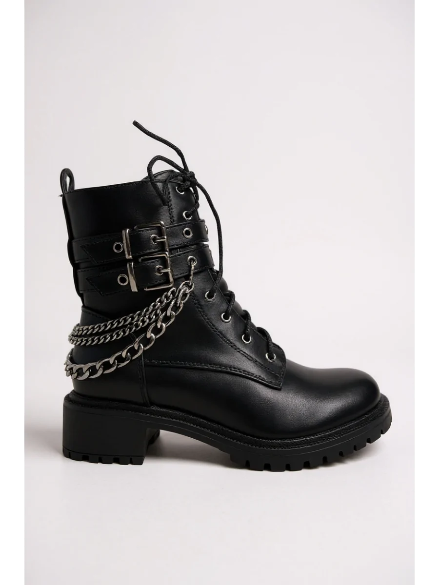 Botas Bikers con Doble Hebilla y Cadenas Canove Noir