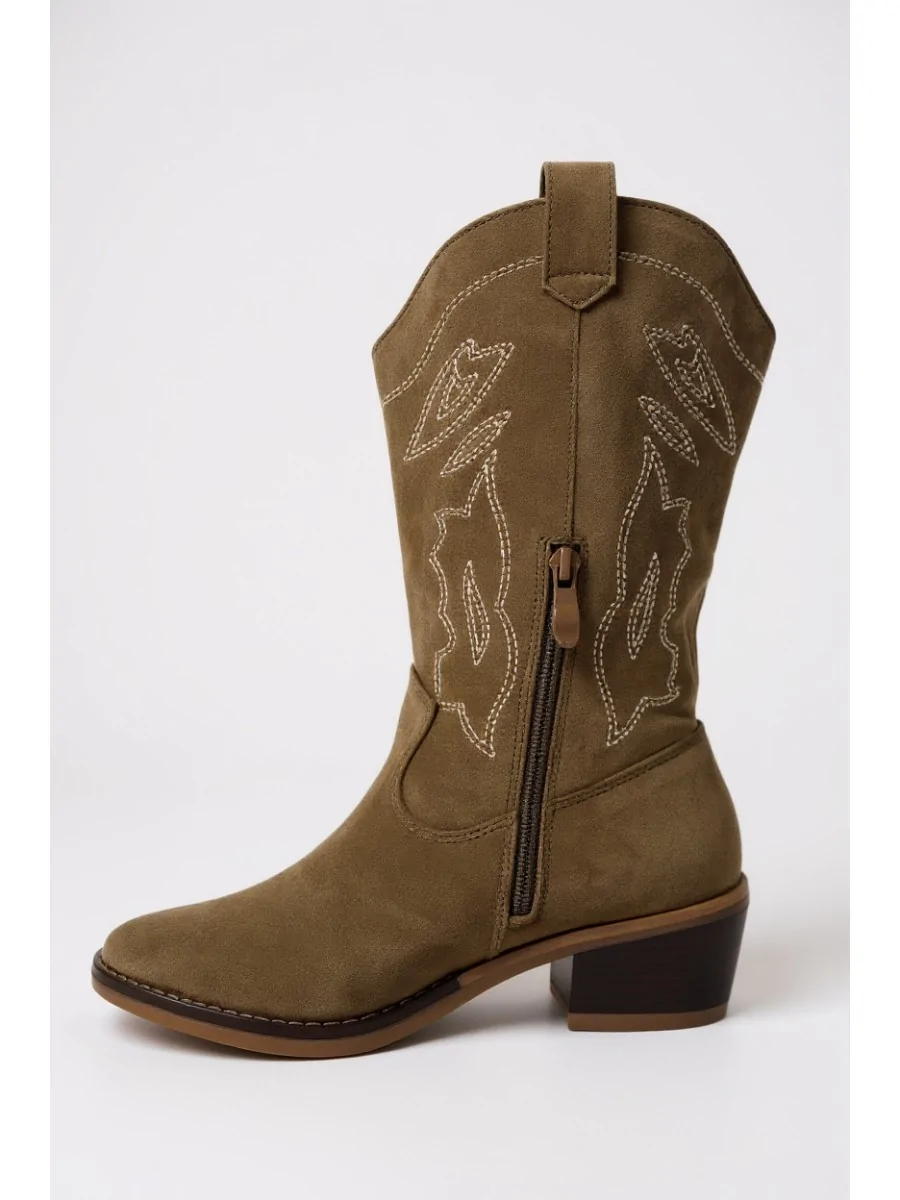 Botas Cowboy con Cremallera Piave Khaki