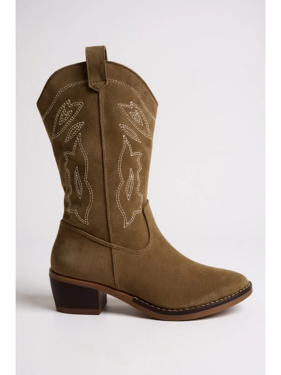 Botas Cowboy con Cremallera Piave Khaki