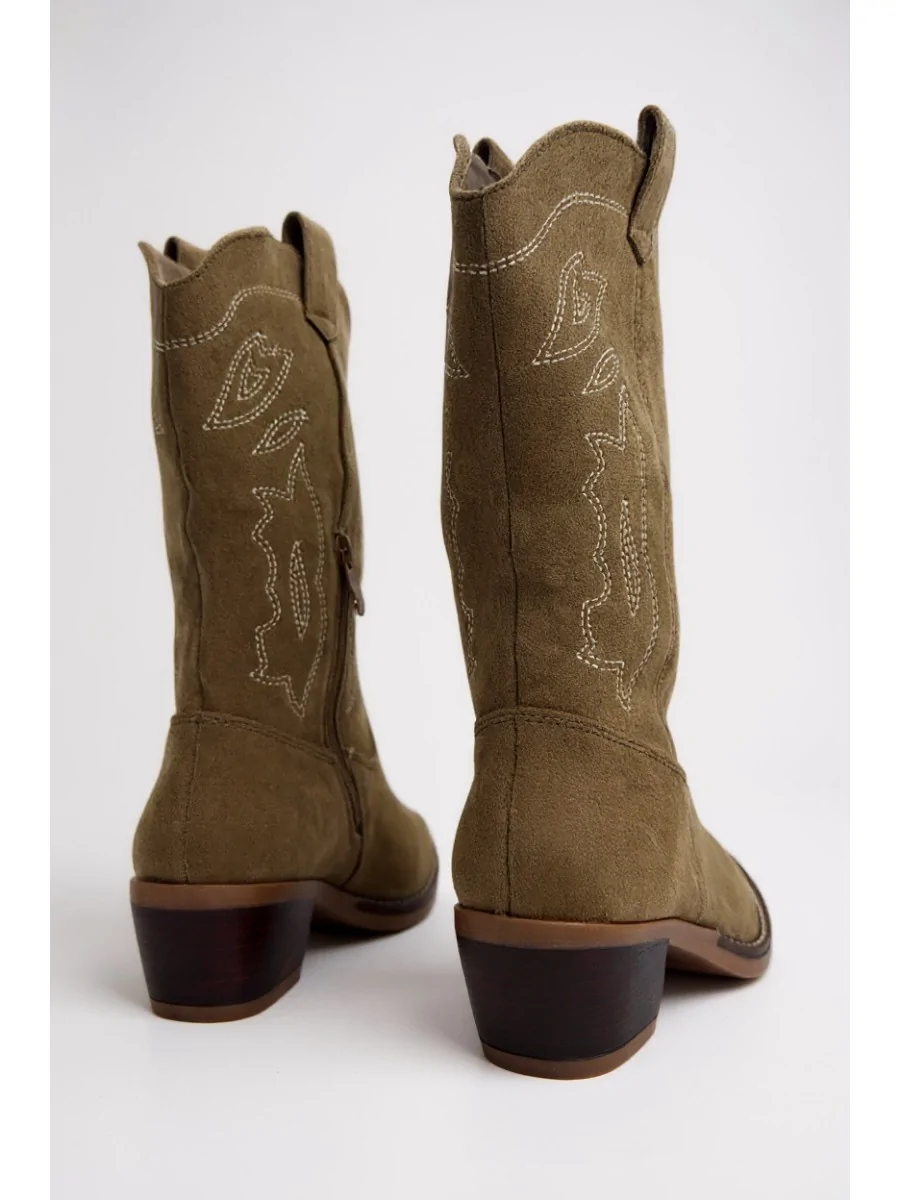 Botas Cowboy con Cremallera Piave Khaki