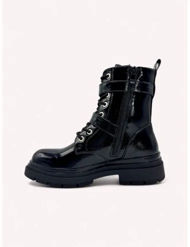 Botas de charol con doble Hebilla Tenno Noir