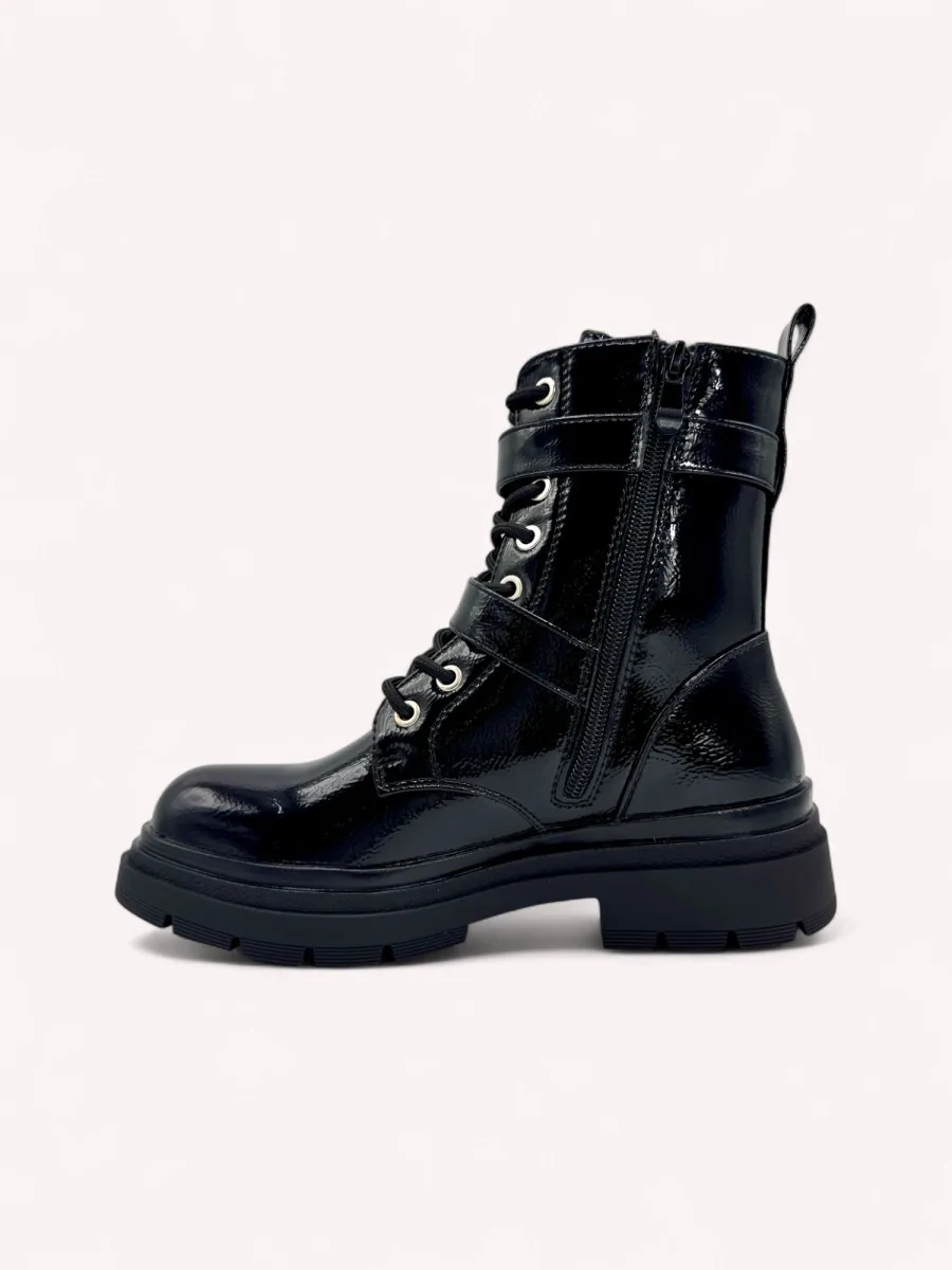 Botas de charol con doble Hebilla Tenno Noir