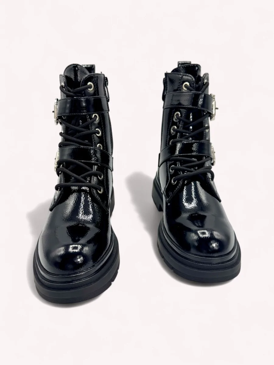 Botas de charol con doble Hebilla Tenno Noir