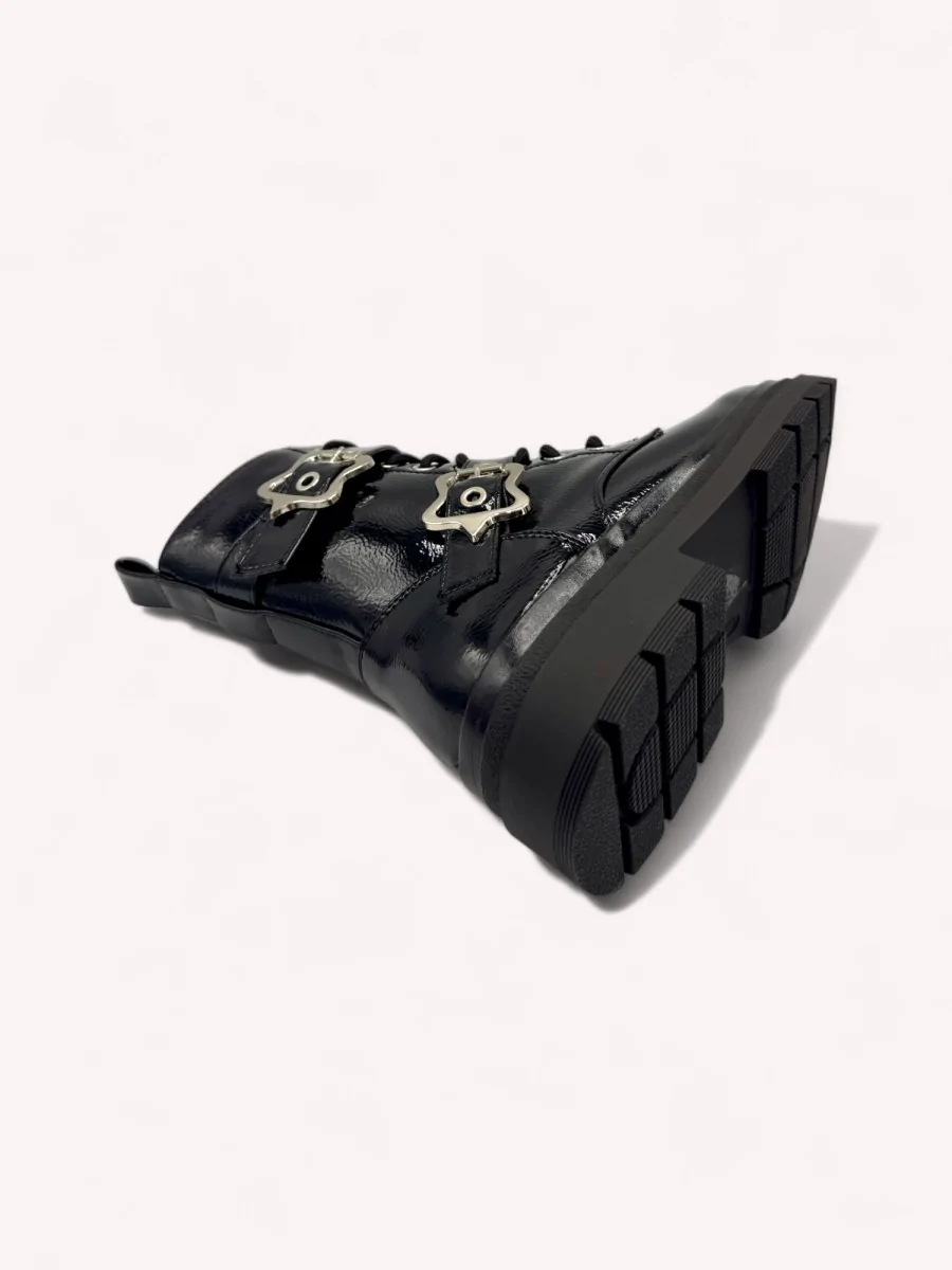 Botas de charol con doble Hebilla Tenno Noir