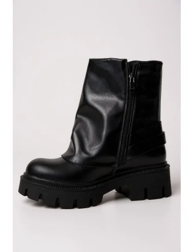 Botas con Hebilla y Tachuelas Plateadas Telve Noir