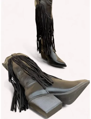 Botas Cowboy con Flecos Cisano Noir