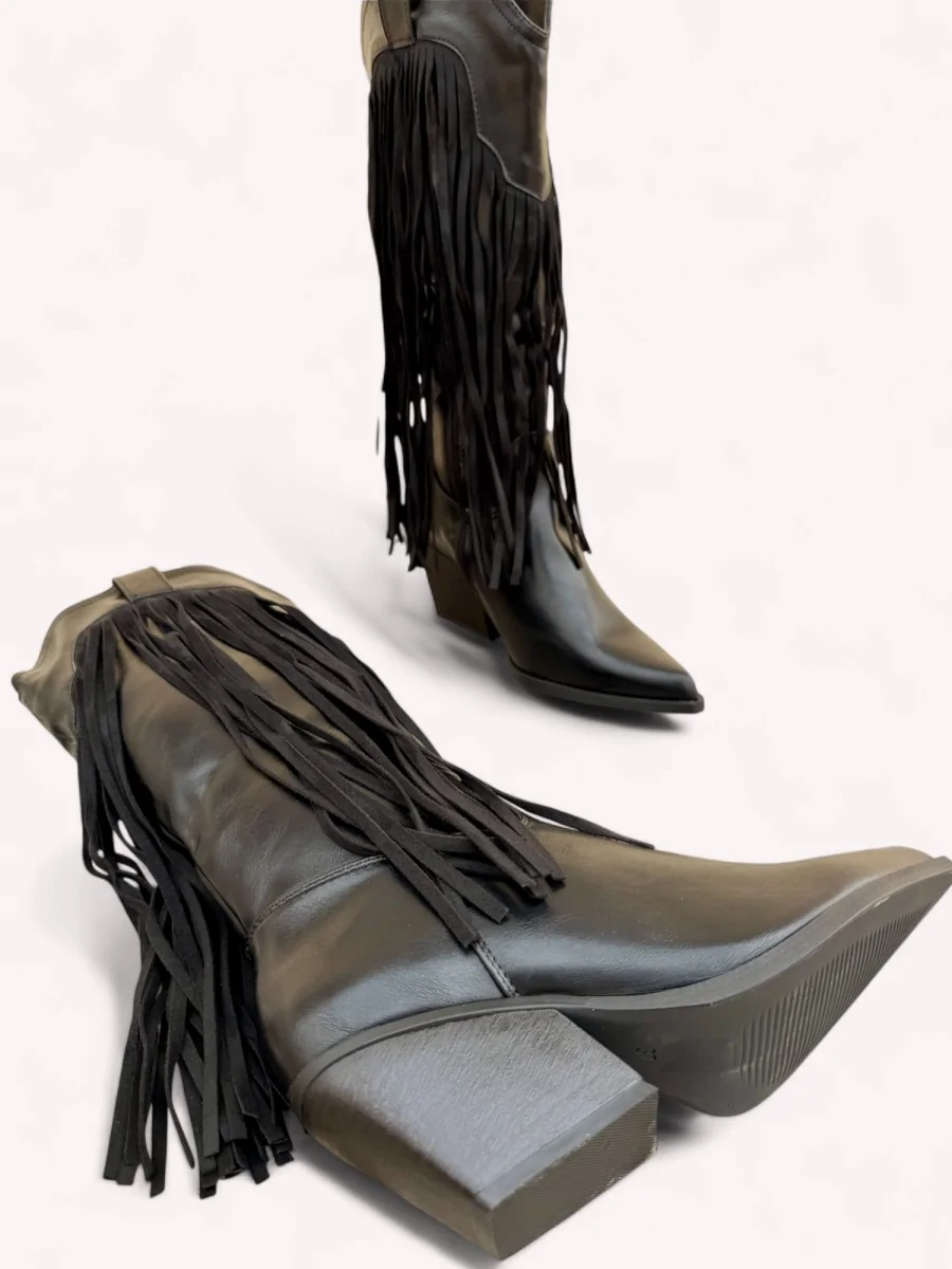 Botas Cowboy con Flecos Cisano Noir