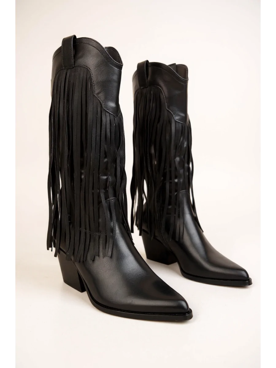 Botas Cowboy con Flecos Cisano Noir