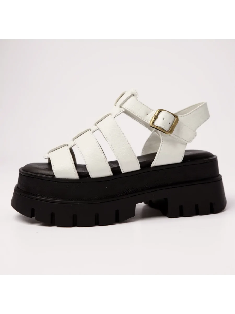 Sandalias con Tiras y Plataforma Maratta White