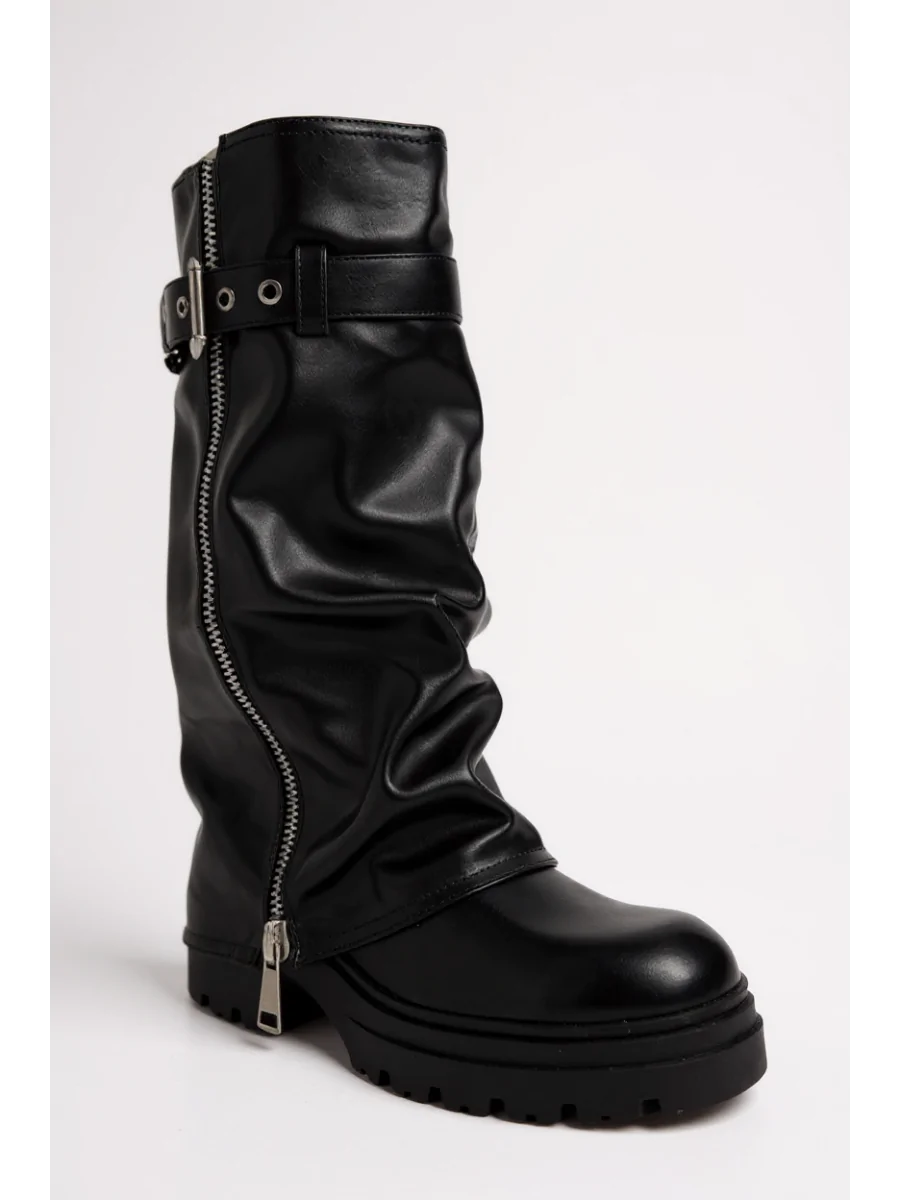 Bota con plataforma y punta redonda Mantua Noir