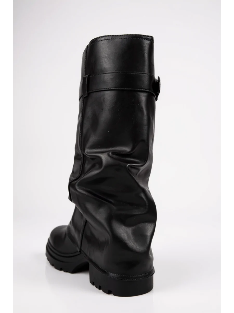 Bota con plataforma y punta redonda Mantua Noir