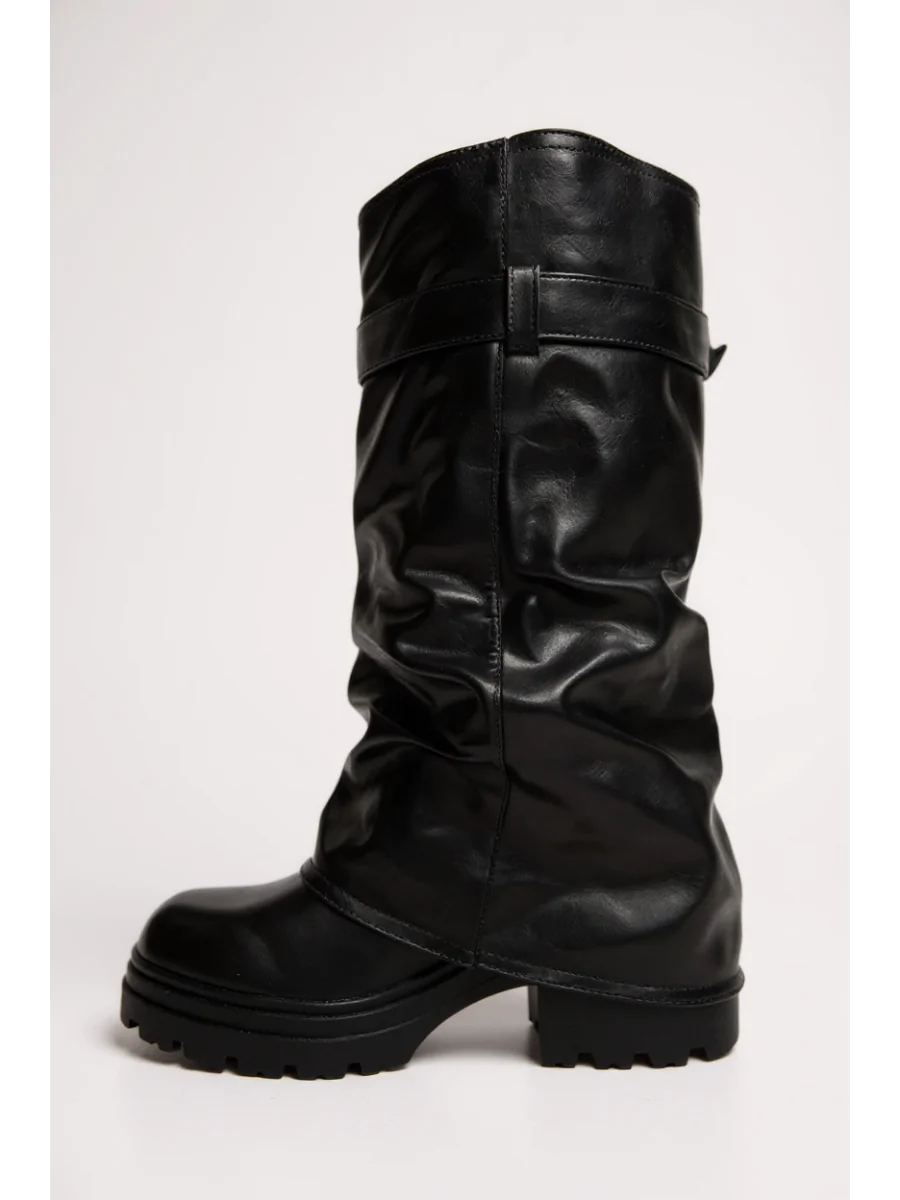 Bota con plataforma y punta redonda Mantua Noir