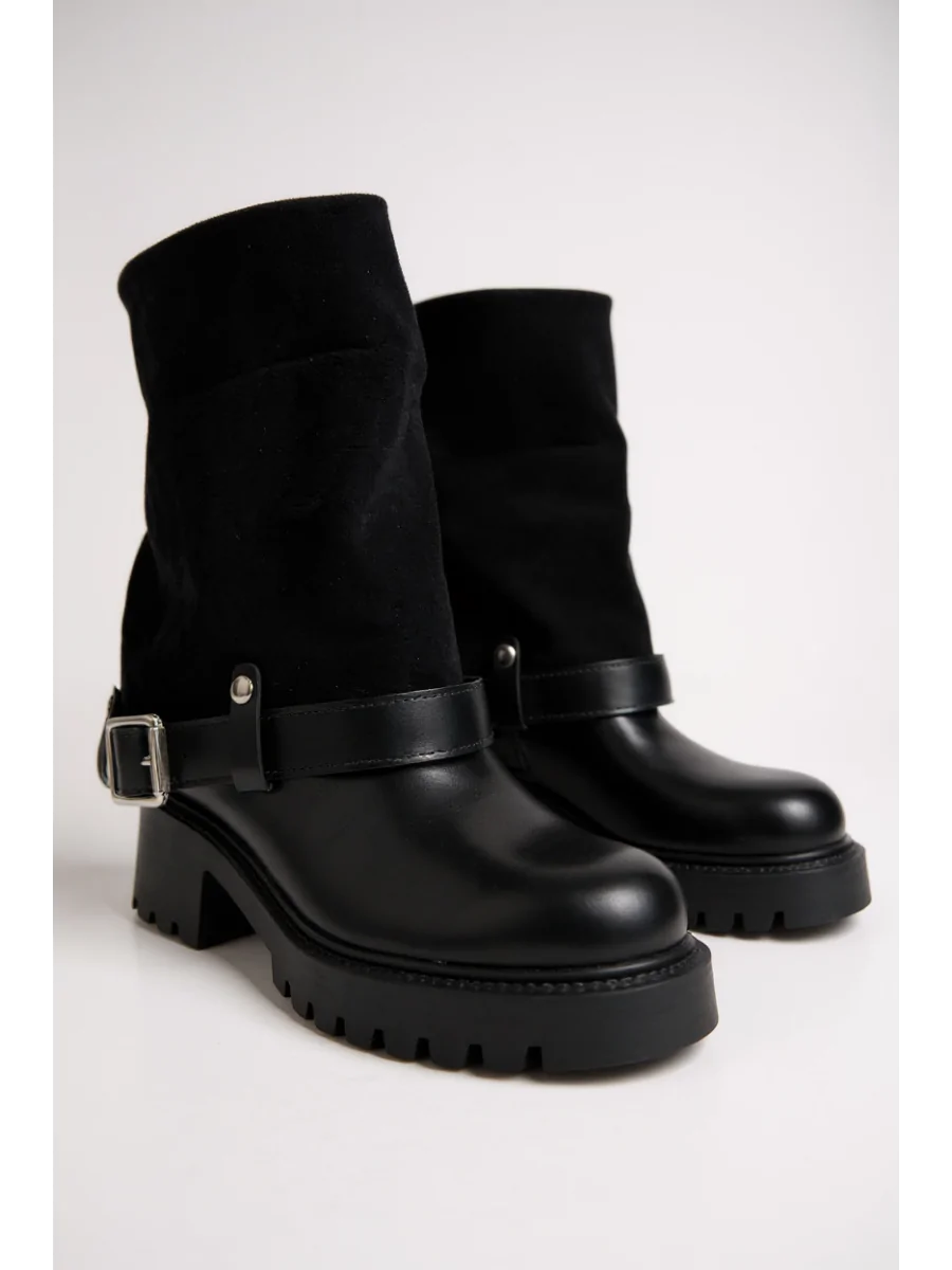 Botas con hebilla y cremallera Parola Noir