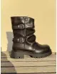 Botas biker con doble hebilla y cremallera Assago Brown