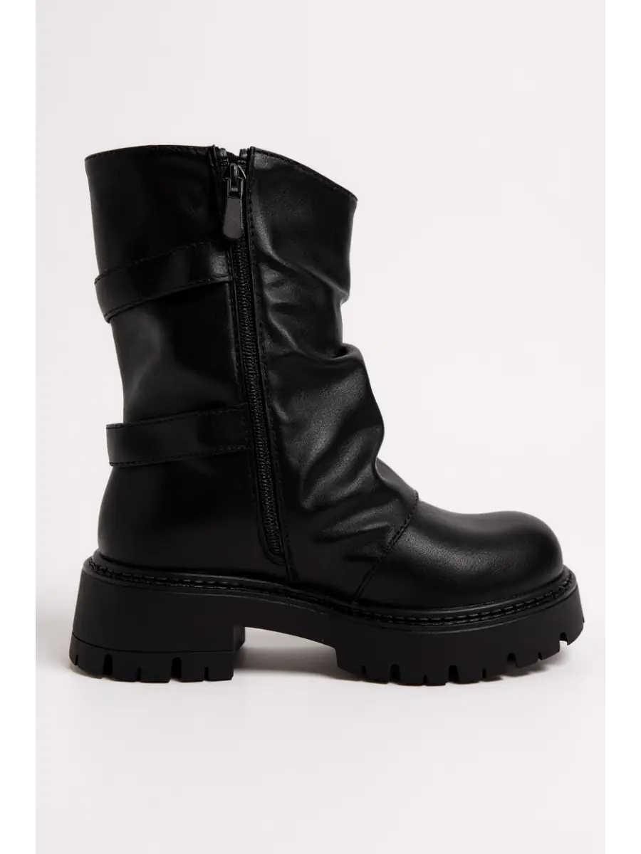 Botas biker con doble hebilla y cremallera Assago Noir