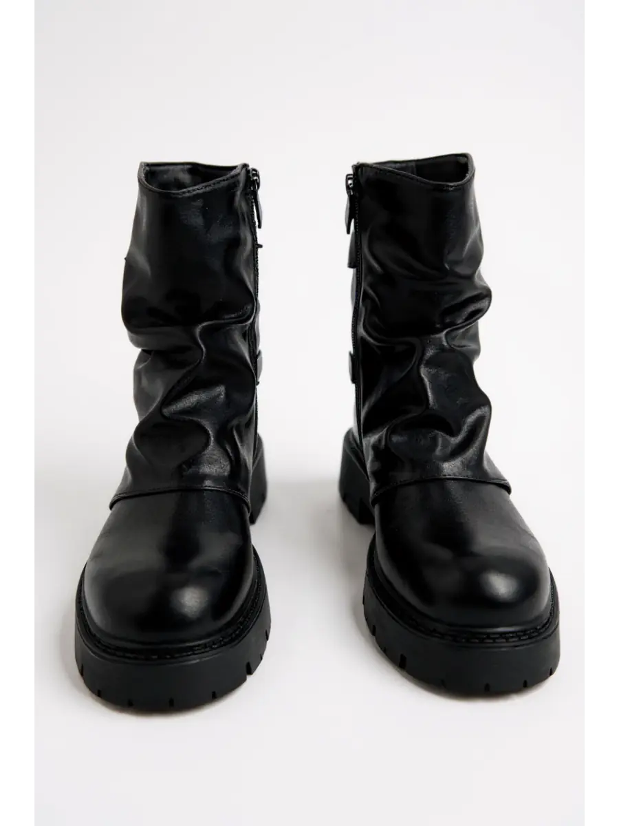 Botas biker con doble hebilla y cremallera Assago Noir