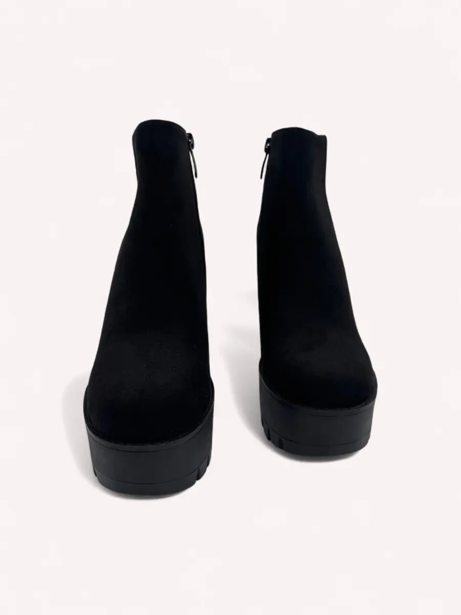Botines de antelina con tacon y plataforma Busseto Noir