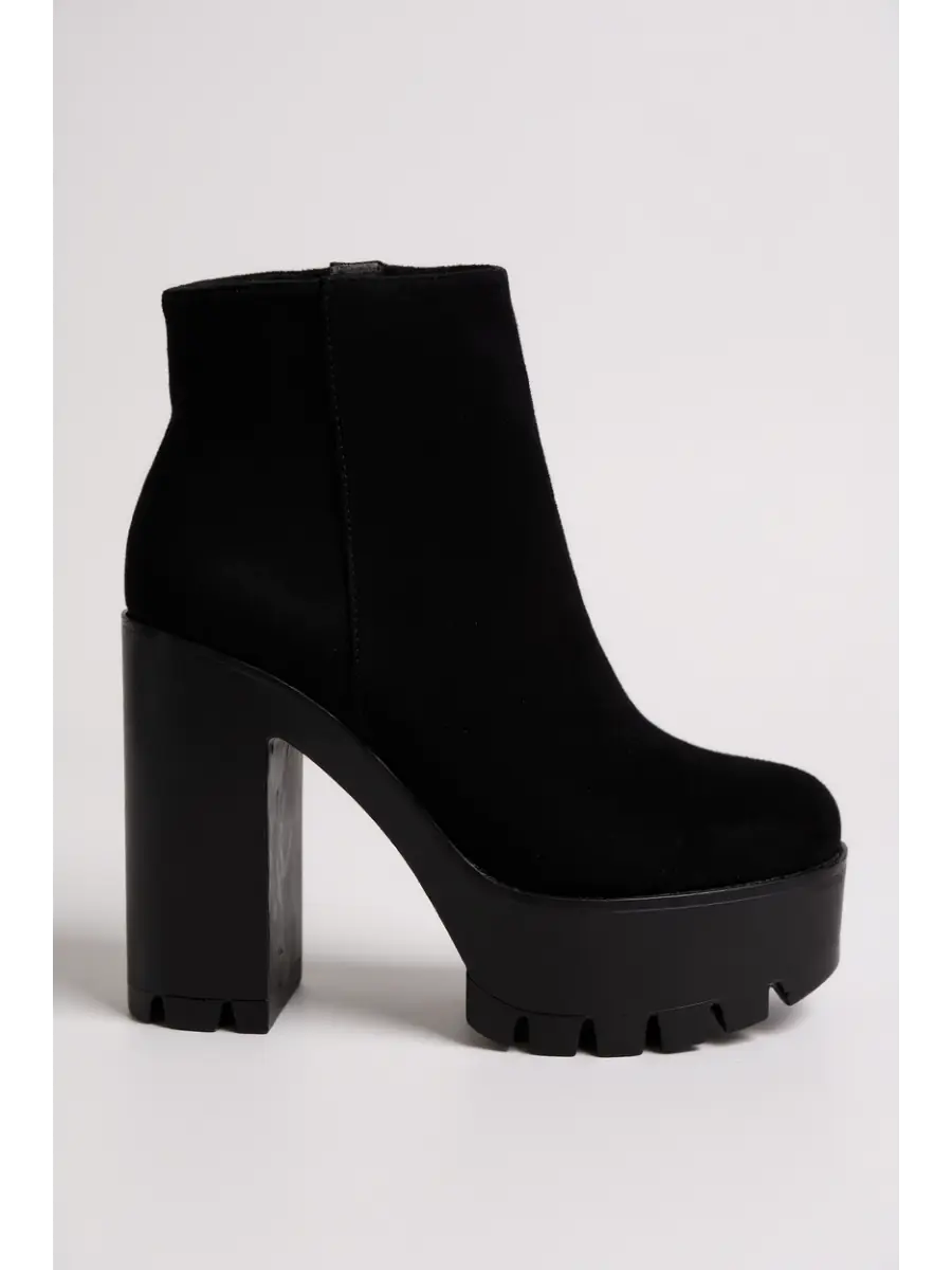 Botines de antelina con tacon y plataforma Busseto Noir