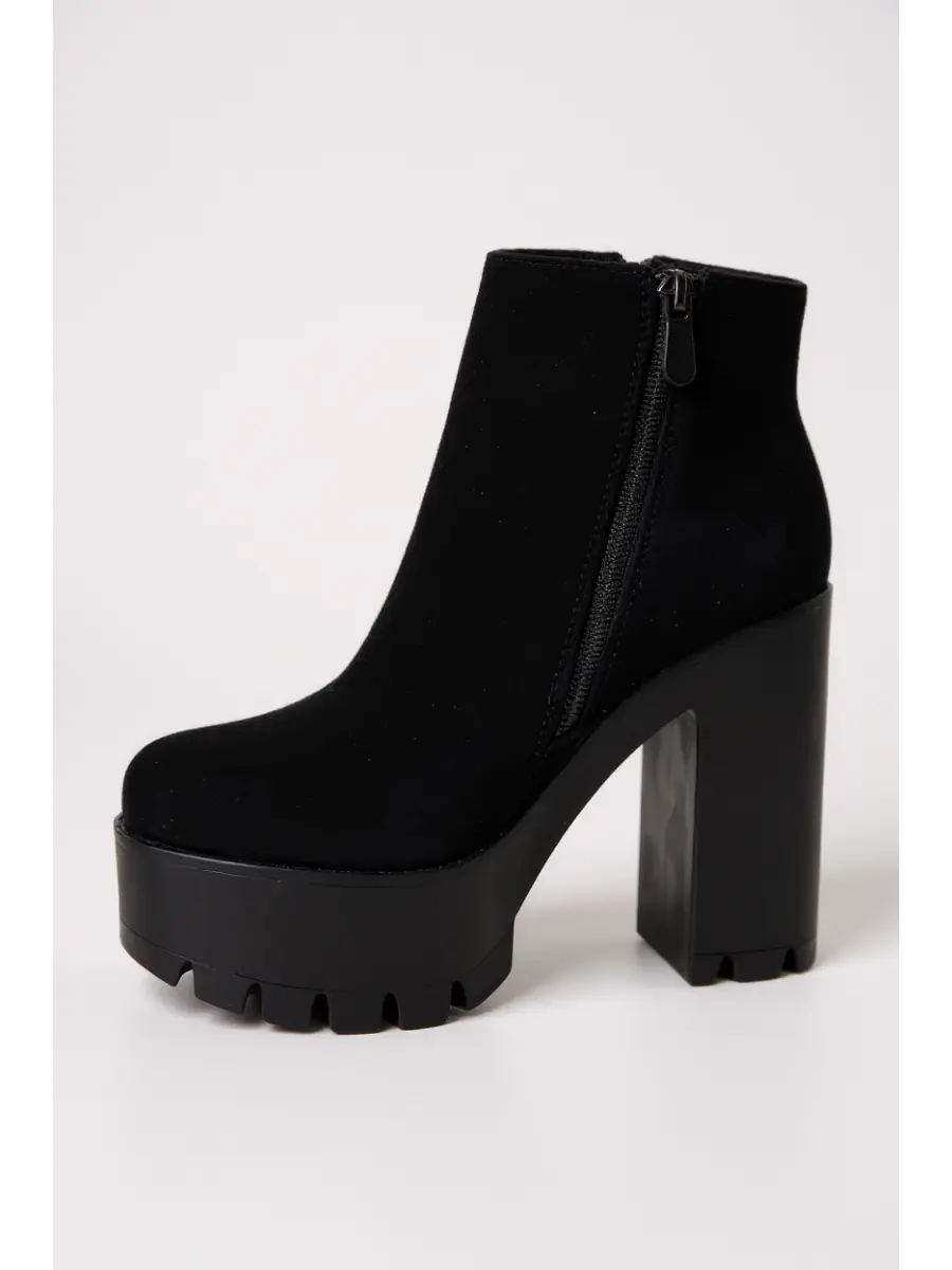 Botines de antelina con tacon y plataforma Busseto Noir