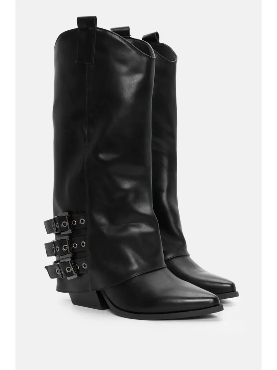 Botas Cowboy con hebillas Veveri Noir