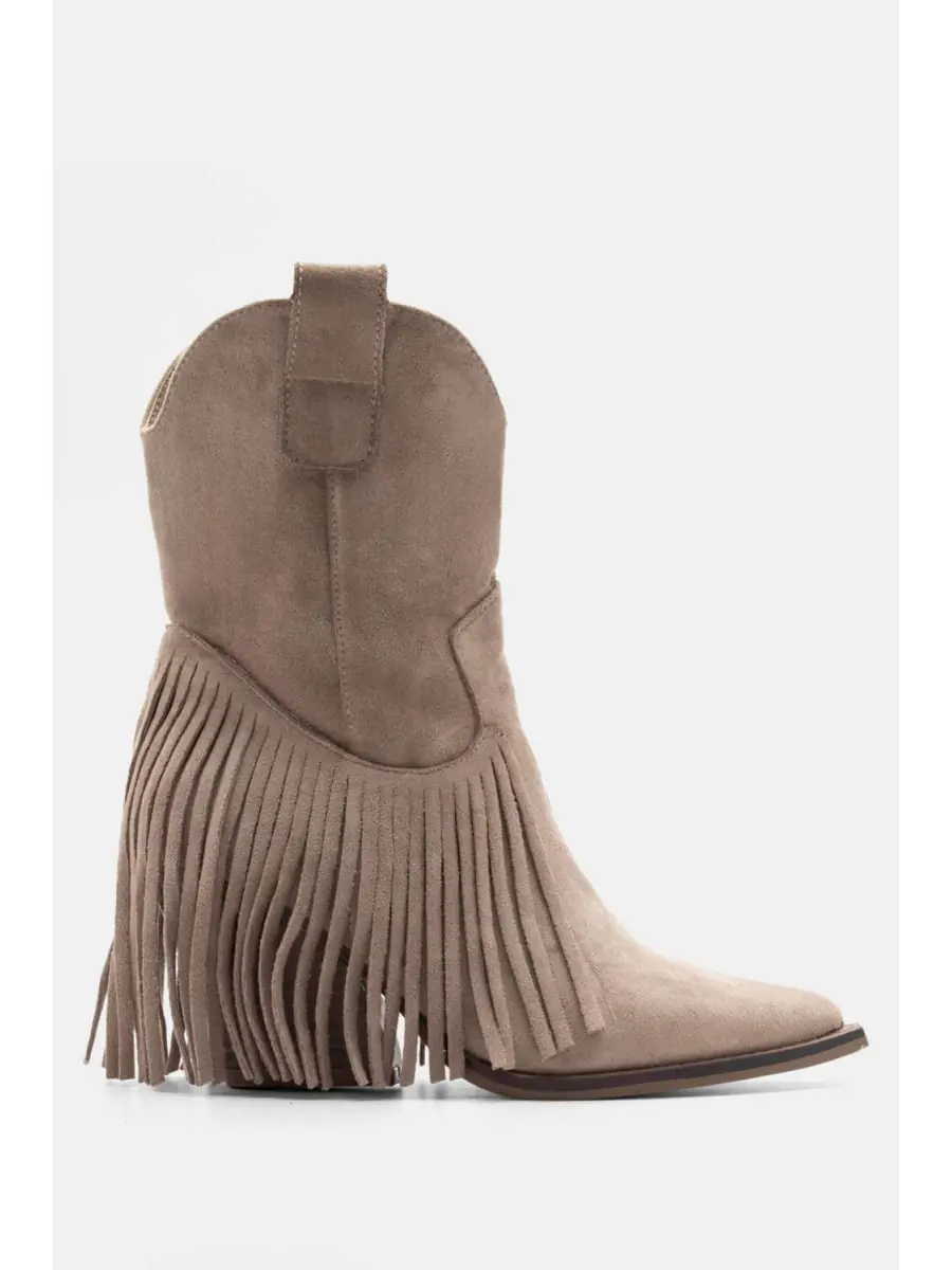 Bota cowboy con flecos Imola Beige